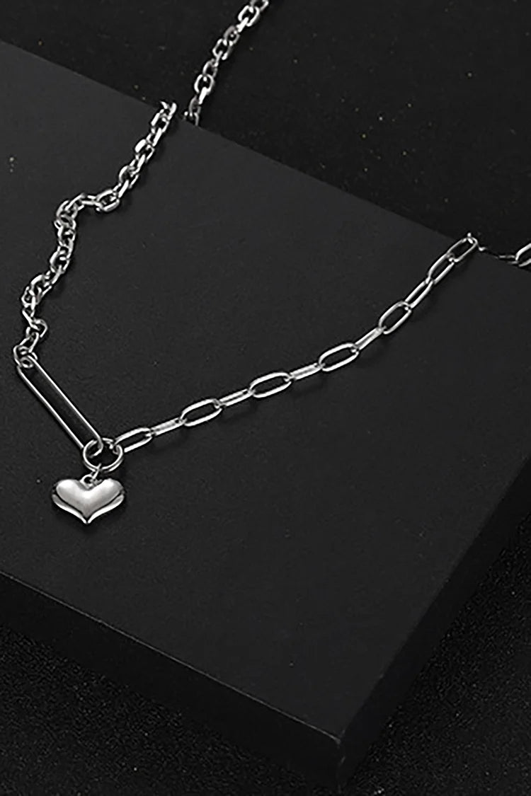 Halskette mit Herzanhänger aus Legierung, Silber 