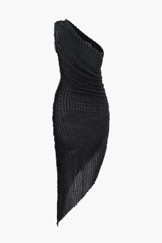 One Shoulder Asymmetric Midi Dress