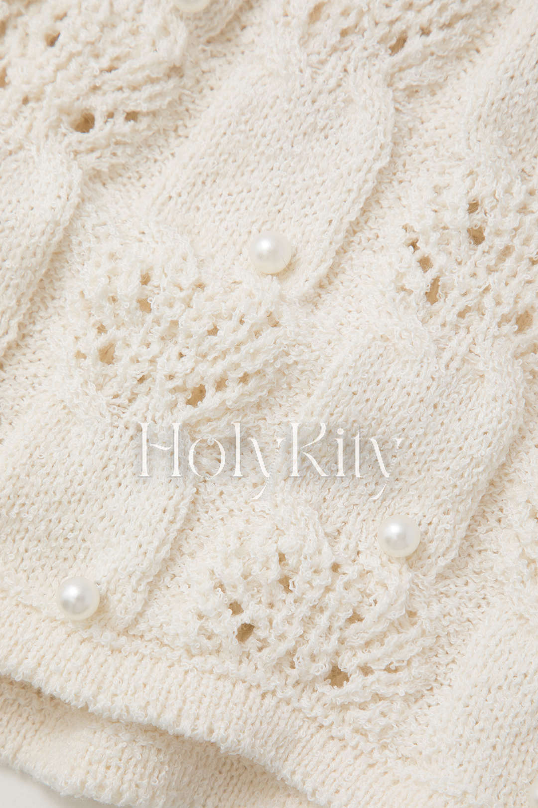 Pearl Embellished Open Knit A-line Mini Skirt