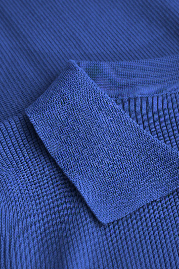 Robe longue boutonnée côtelée à manches coquillages