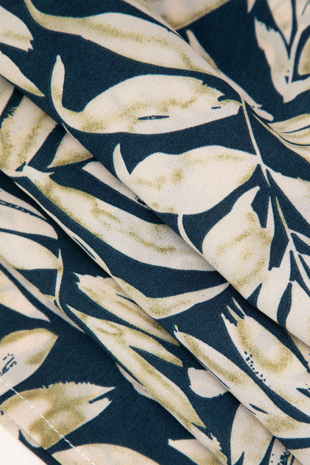 Leaves Print Elastic Waist Wide Leg Pants