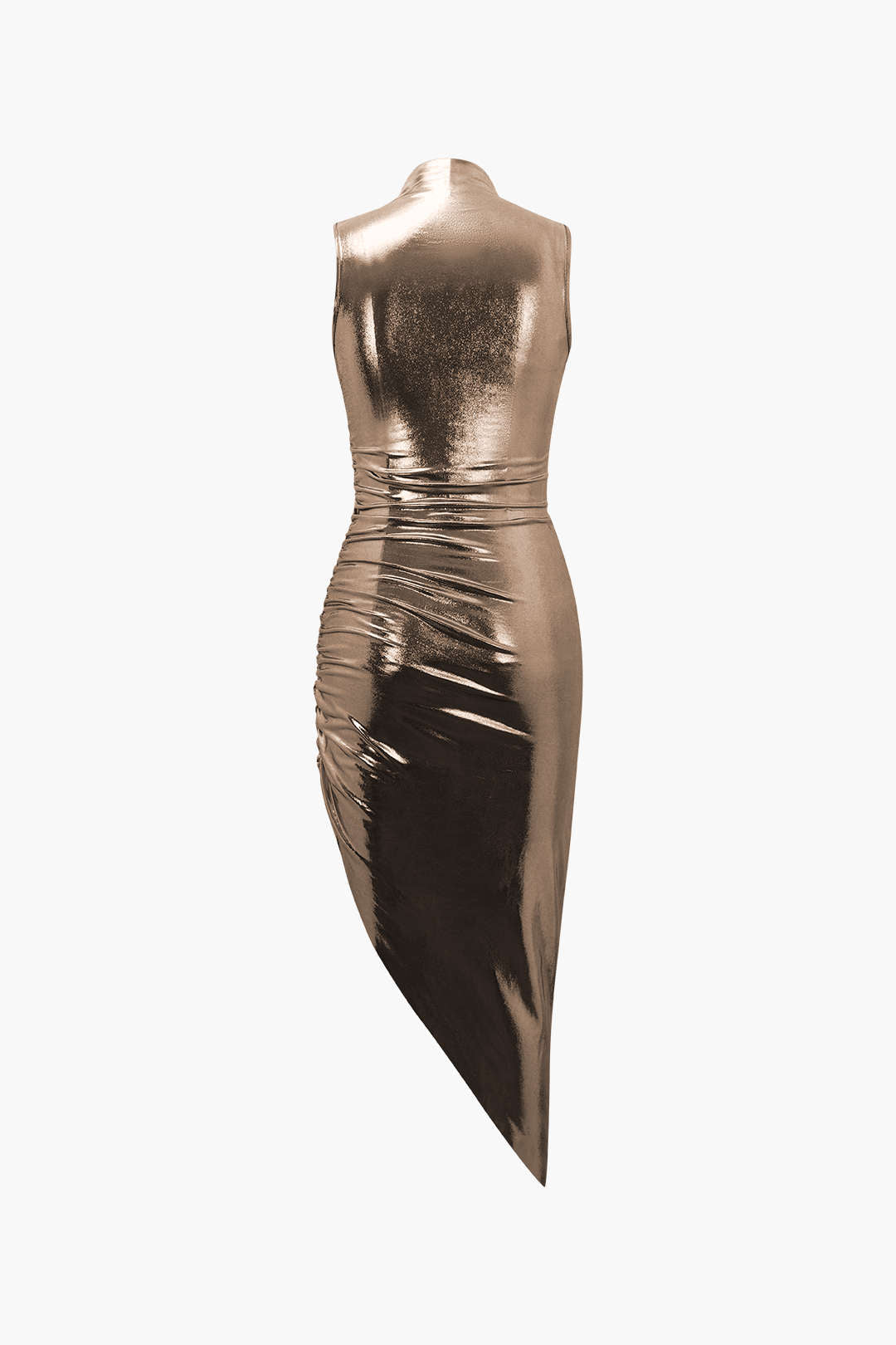 Robe midi sans manches à ourlet asymétrique métallisé 