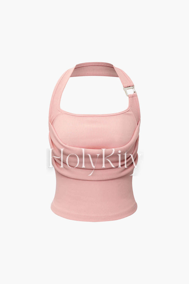 Ruched Front Halter Top
