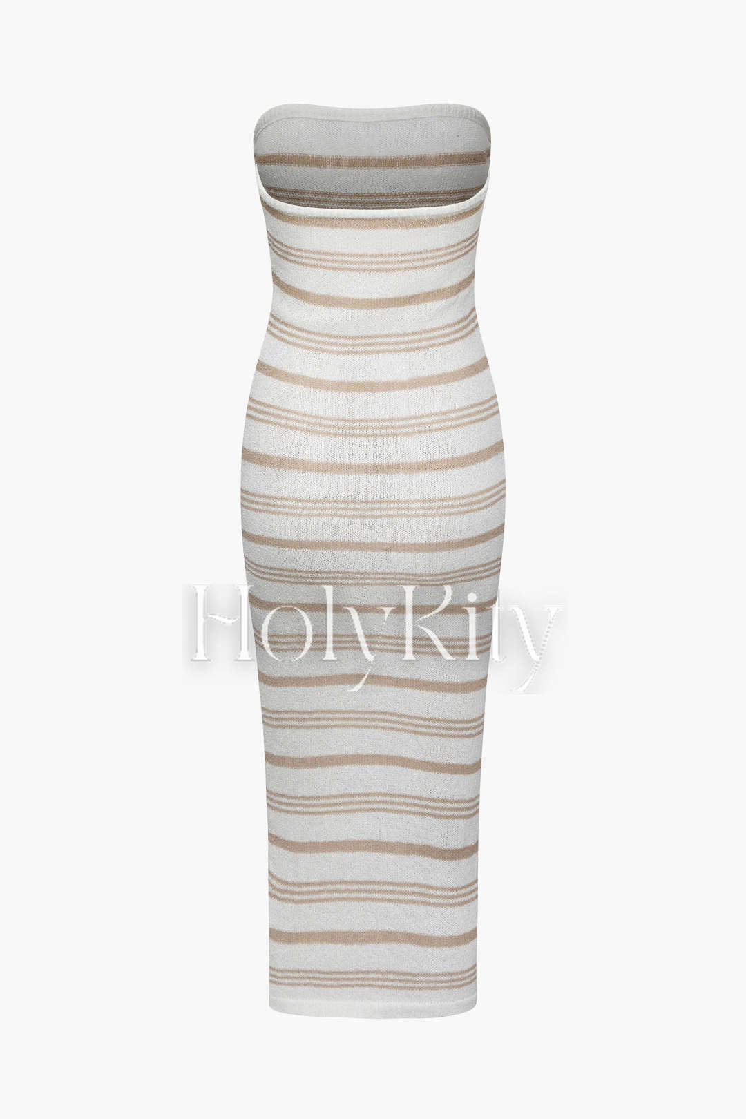 Stripe Knit Strapless Maxi Dress
