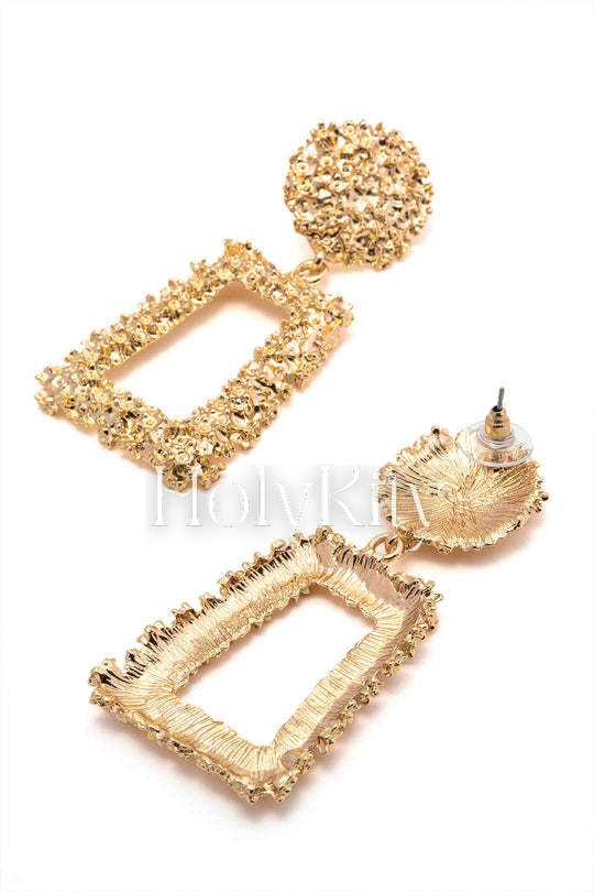 Textured Rectangle Drop Earrings