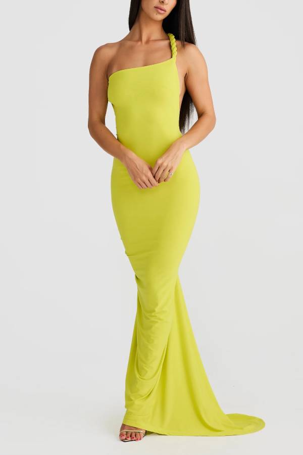 Convertible slim-fit open-back draped maxi dress