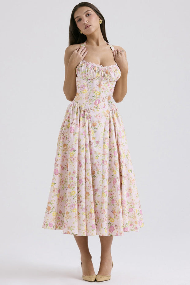 Slim Fit Halter Neck Lace Dress