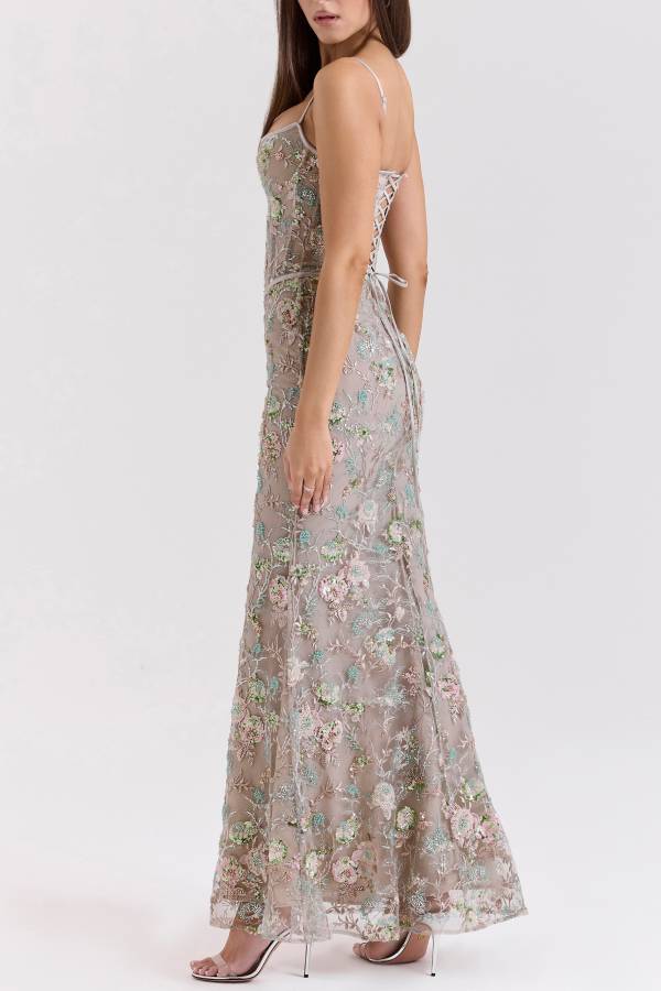 Stylish Sleeveless Halter-neck Slim-fit Backless Tie-up Elegant Maxi Dress