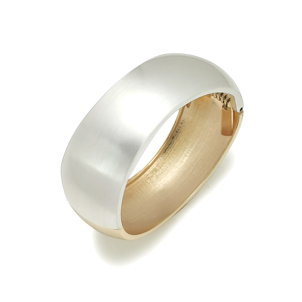 Classic Drum Mirror Spring Open Wide Bracelet