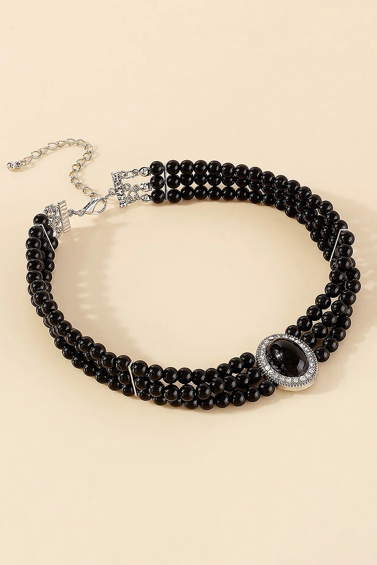 Elegant Layered Pearl Rhinestone Alloy Necklace