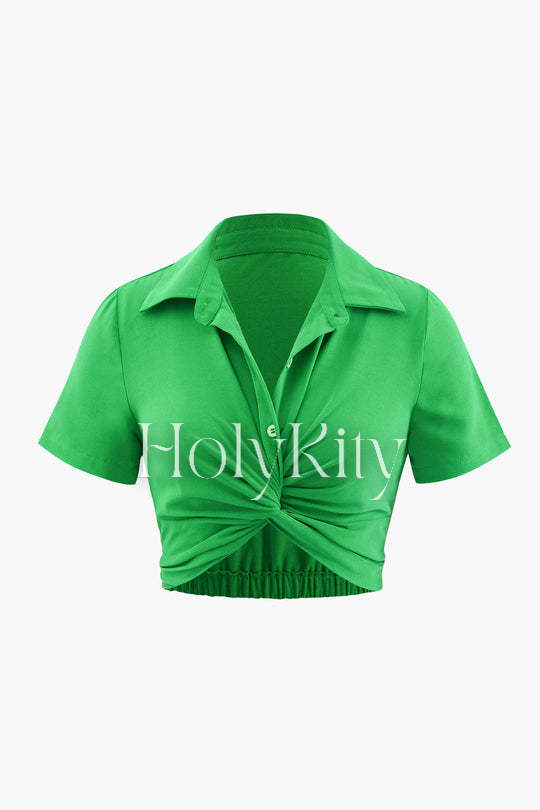 Chemise courte à détails torsadés 