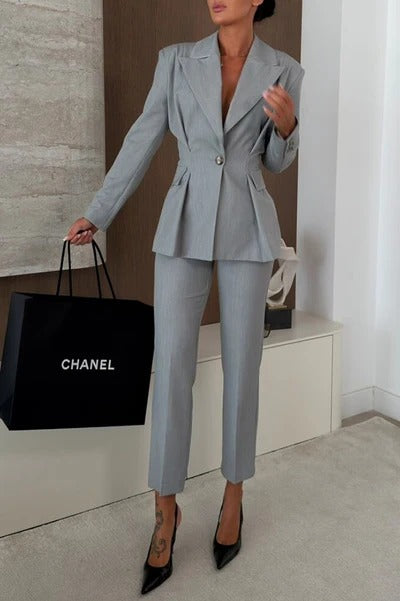 Business Elegance High Rise Straight-leg Cut Slight Taper Pocket Pants