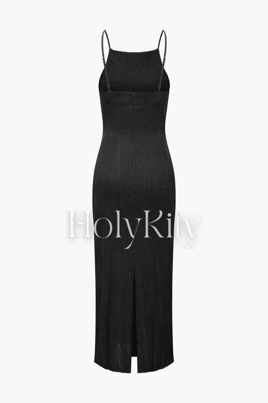Textured Back Slit Maxi Dress