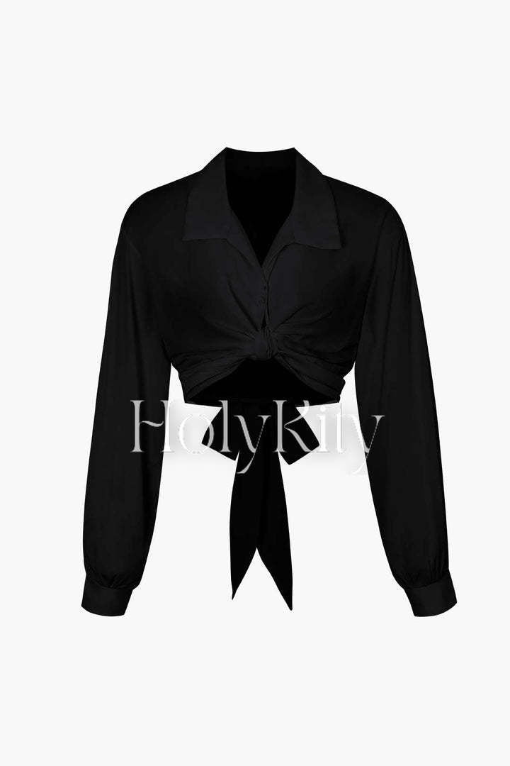 Chemisier à taille avec nœud papillon 