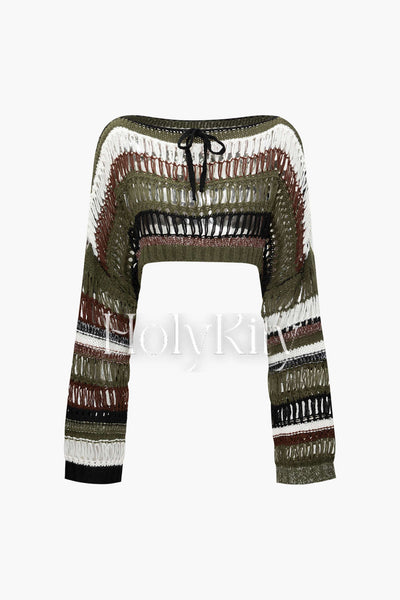 Stripe Open Knit Crop Top