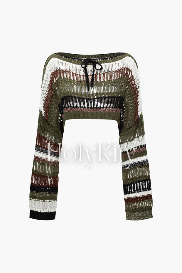 Stripe Open Knit Crop Top