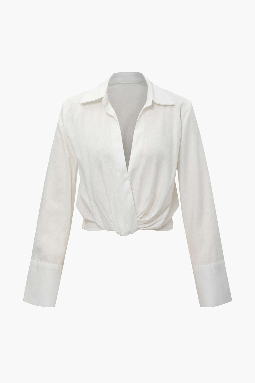 Twist Front Deep V-neck Blouse