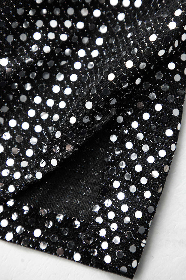 Sequin Cowl Neck Backless Hooded Mini Dress