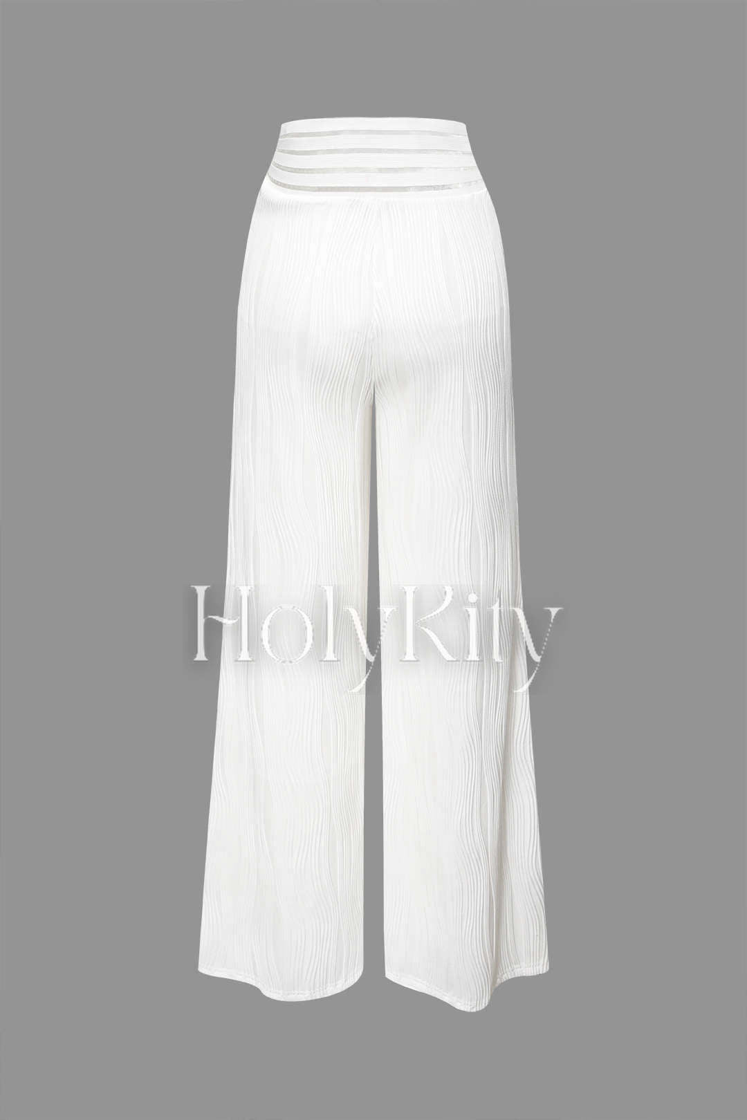 Textured Cross Waist Wide Leg Pants