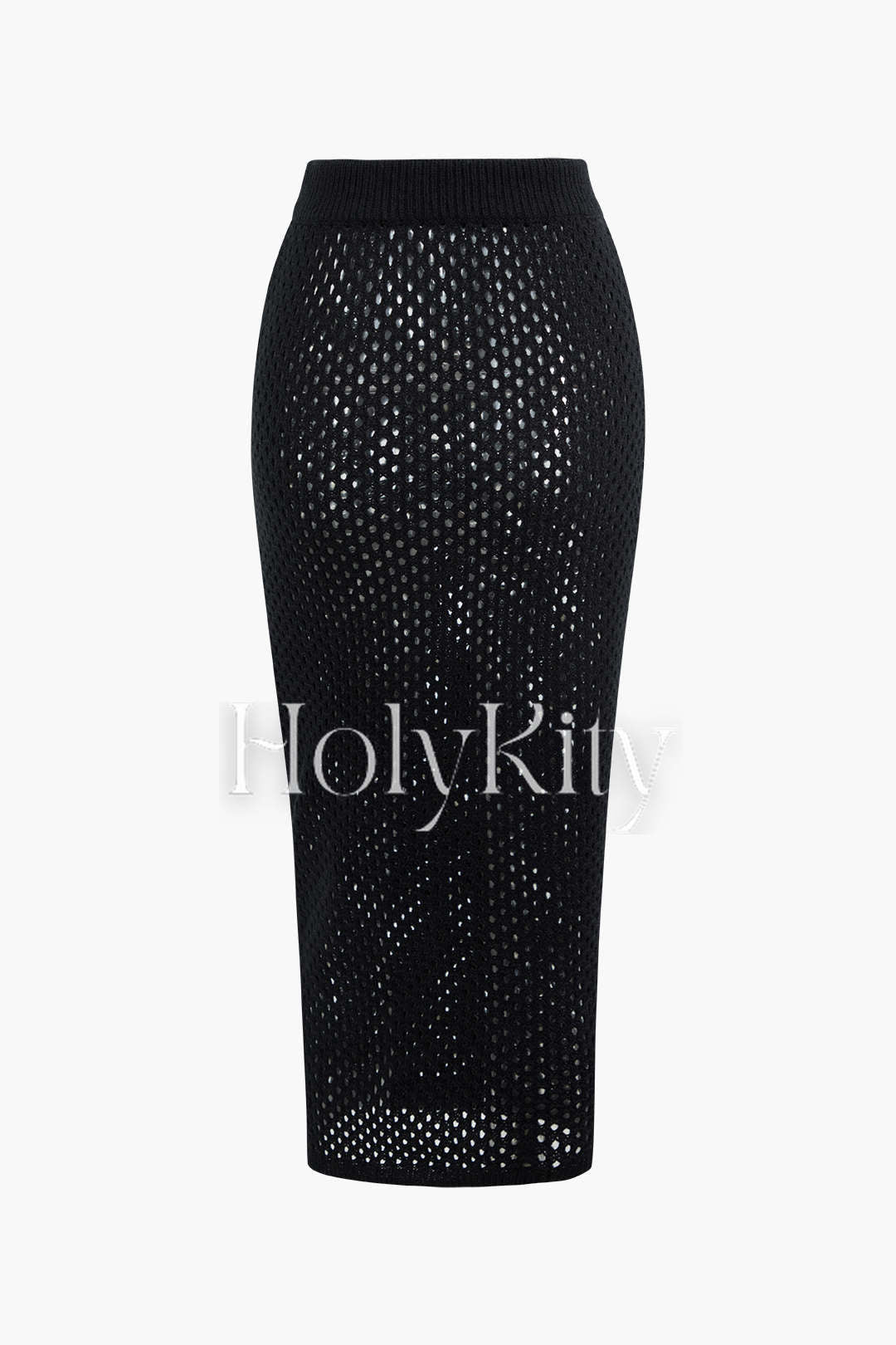 Contrast Line Open Knit Maxi Skirt