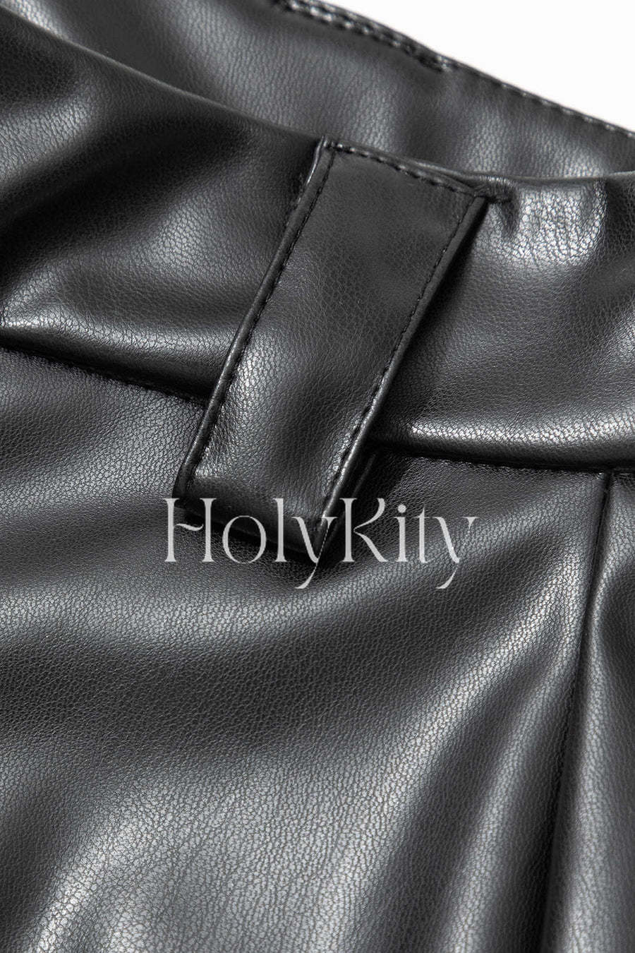 High Waist Faux Leather Pocket Wide Leg Pants