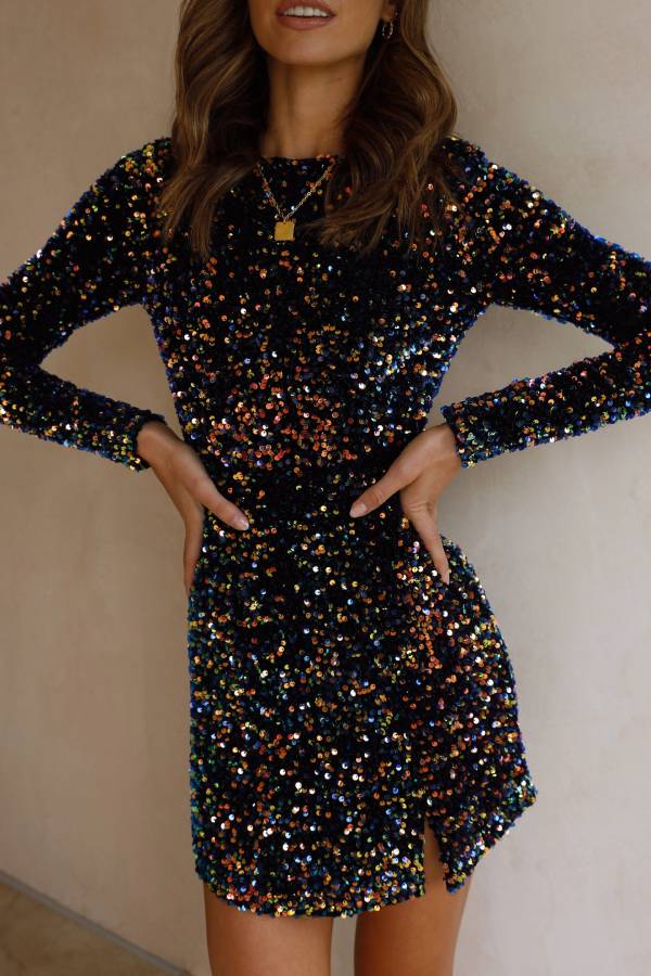 Felicia Mini Dress - Navy/Multi Sequin