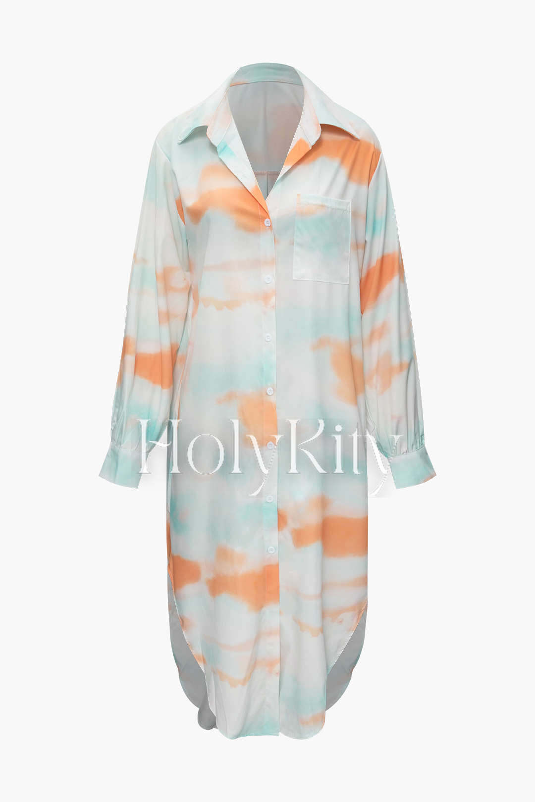 Tie Dye Chest Pocket Shirt Dress