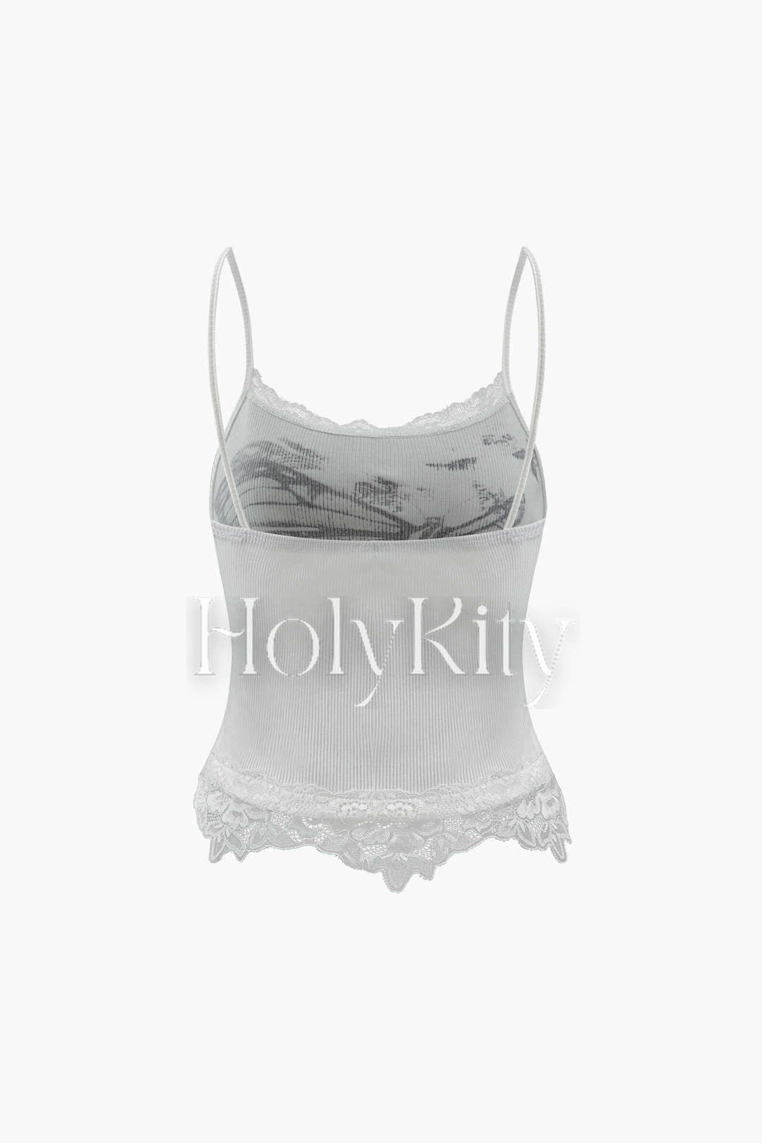 Cami-Top mit Spitzenbesatz und Schmetterlingsmuster 