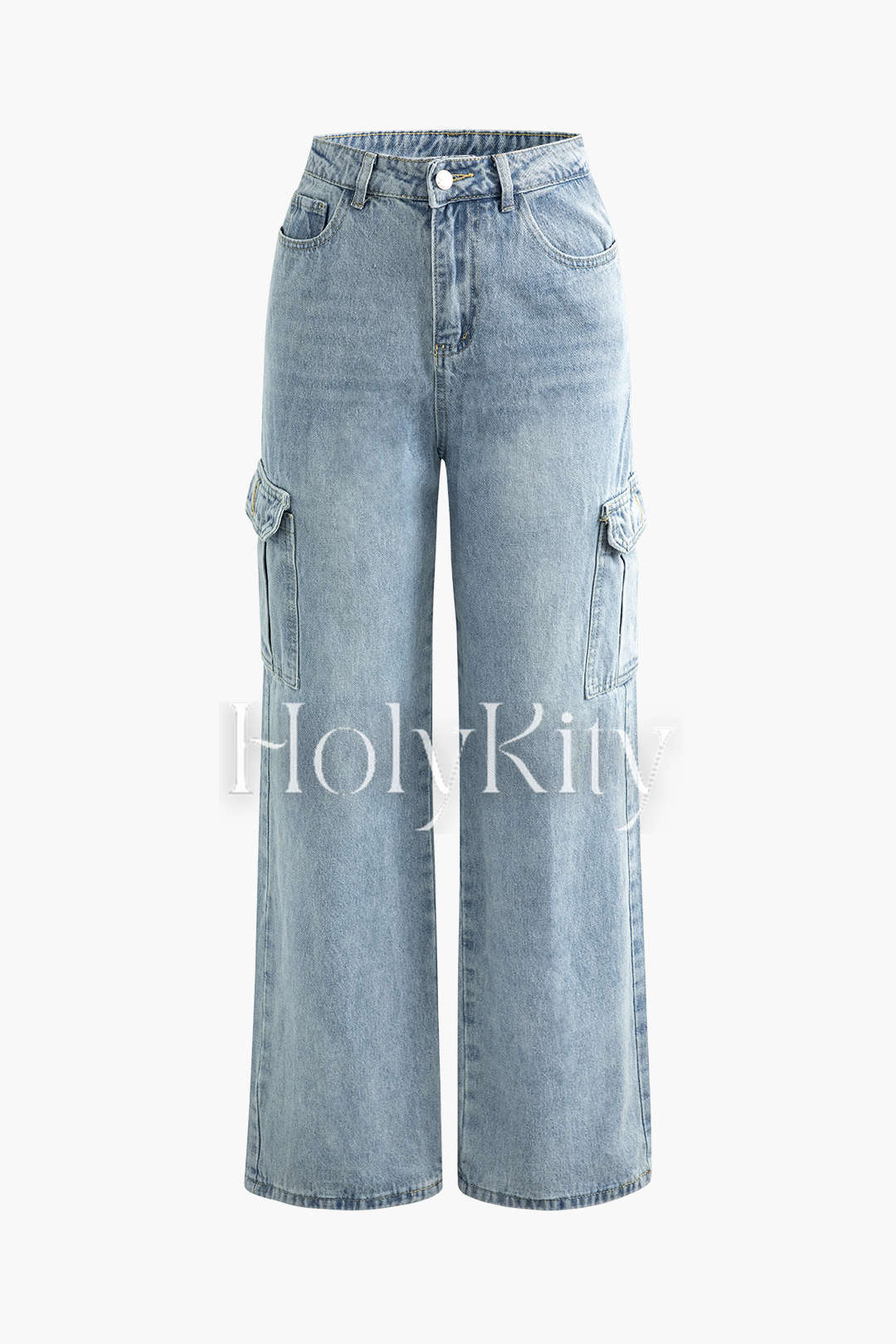Cargo Pocket Wide Leg Jeans