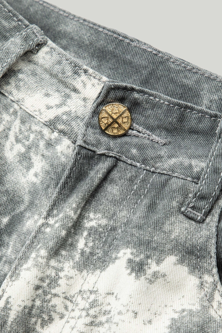 Tie Dye Multi Pocket Straight Leg Cargo Jeans