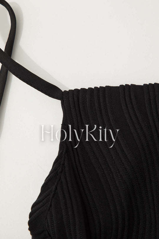Strukturiertes Maxikleid mit Schlitz auf der Rückseite 
