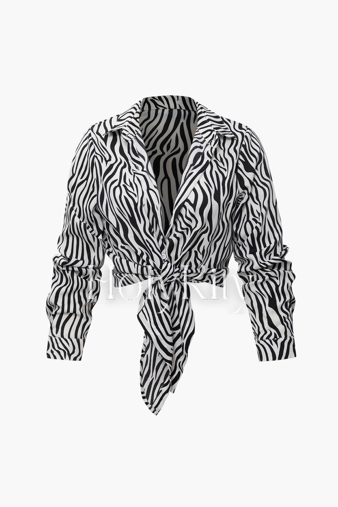 Bluse mit Zebrastreifen und Knotensaum 