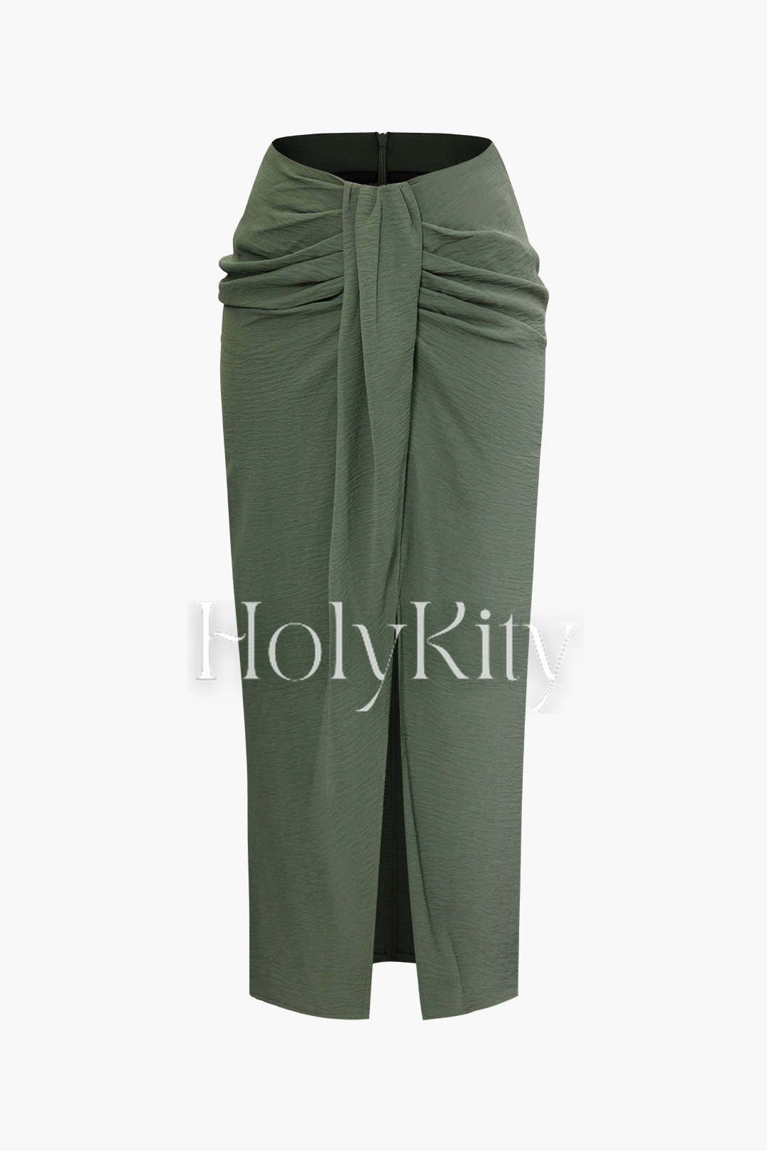 Ruched High Waist Split Skirt