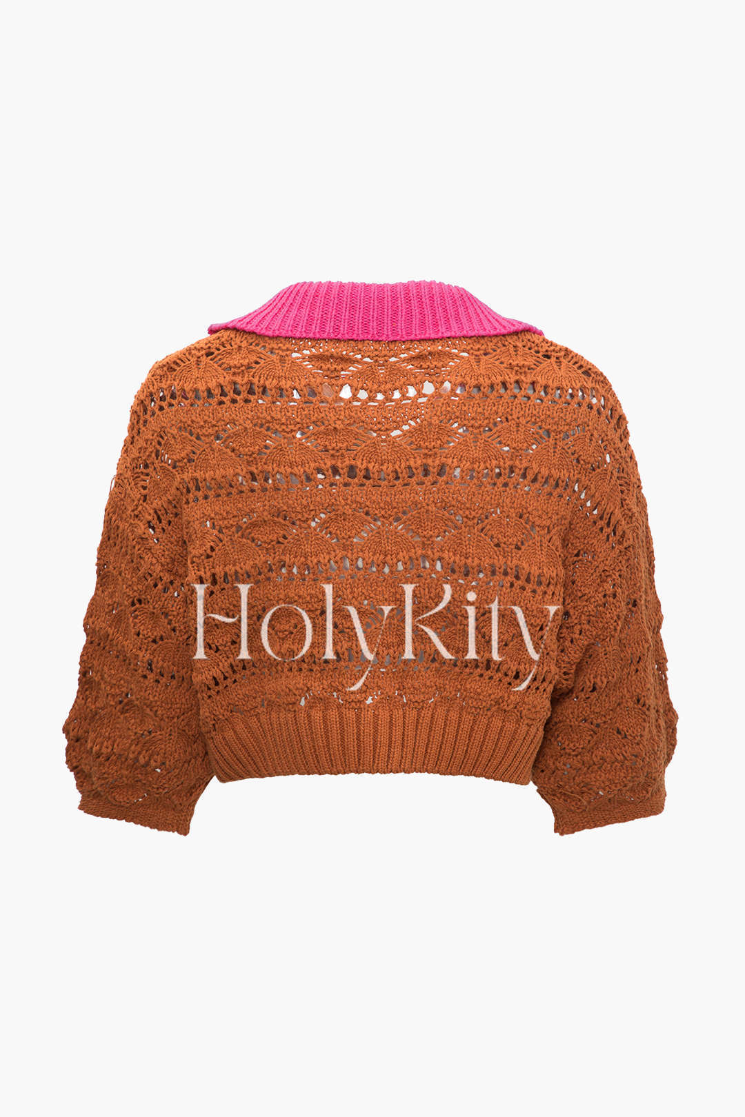 Contrast Textured Open Knit Top