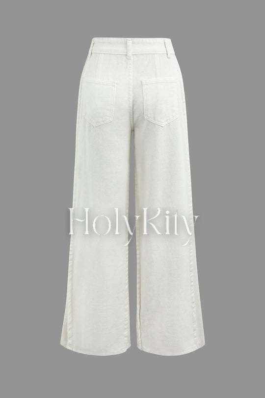 Seam Detail Pocket Wide Leg Pants
