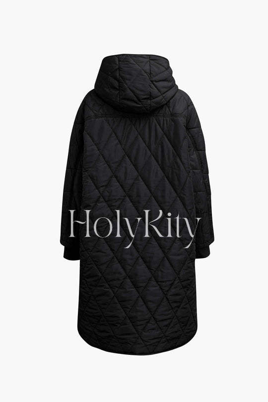 Veste à capuche matelassée en losanges 