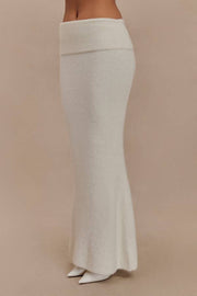 Charlotte Knit Ribbed Waist Fishtail Stretch Maxi Skirt