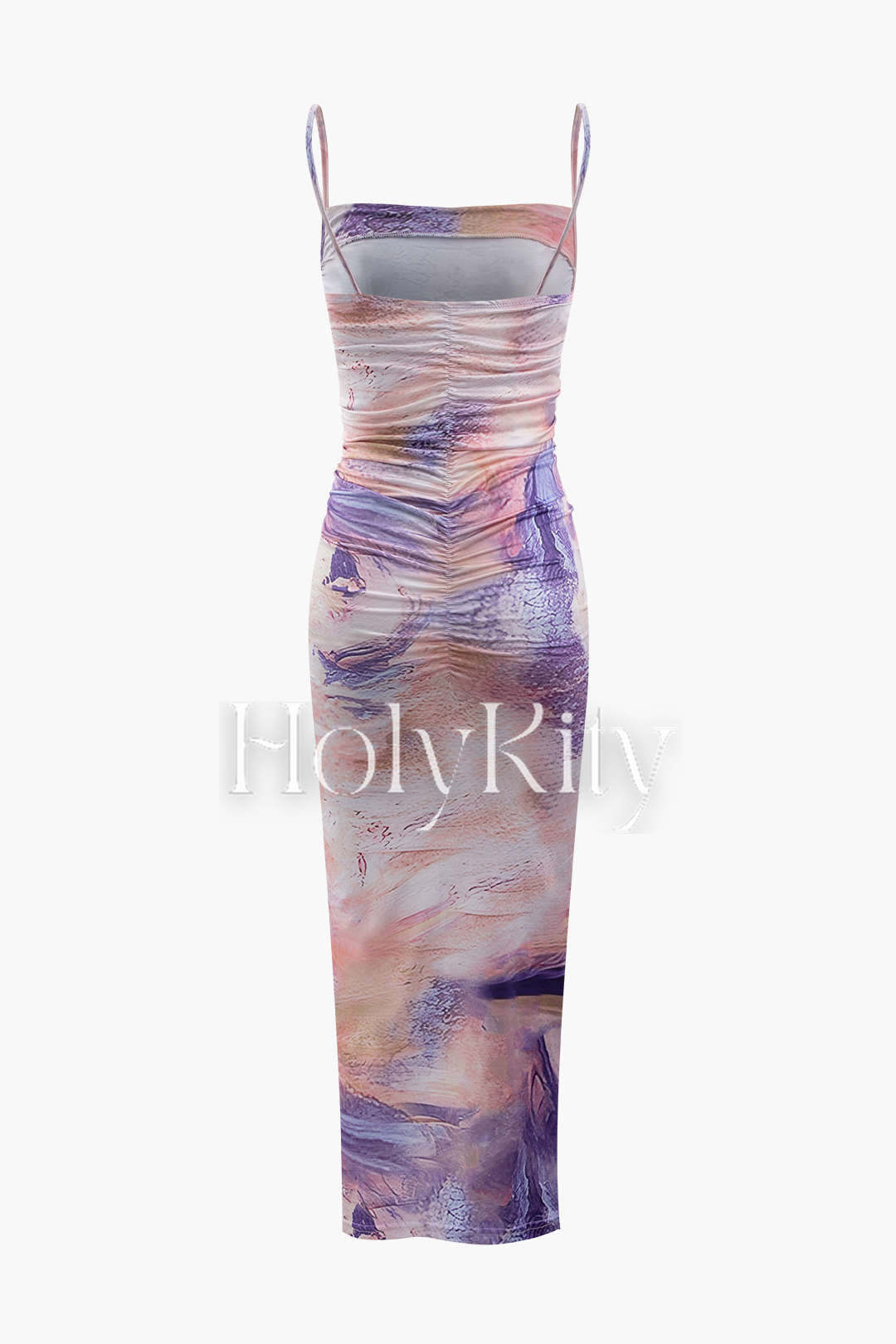Bedrucktes, gerüschtes Midi-Slipkleid 