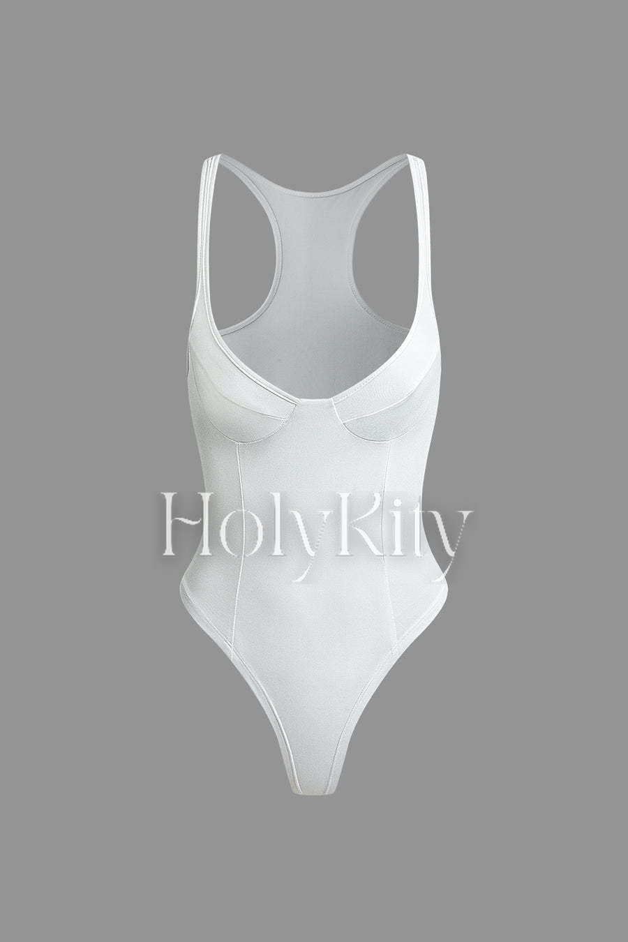 Solid Deep-V Neck Bustier Bodysuit