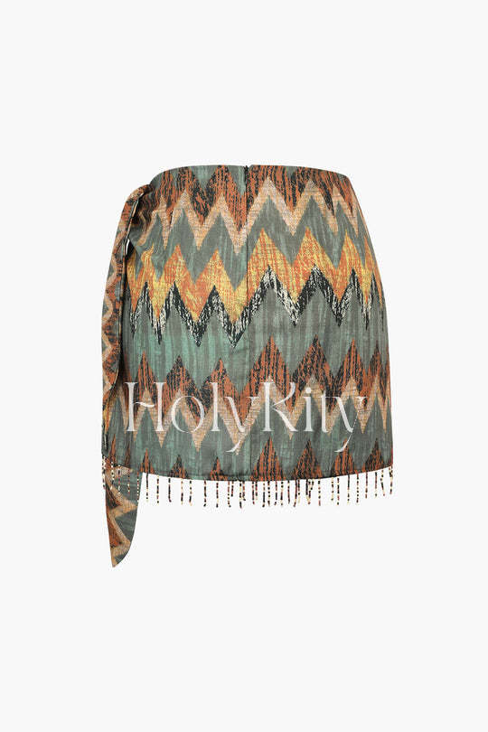 Printed Knot Mini Skirt