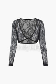 V-neck Lace Long Sleeve Top
