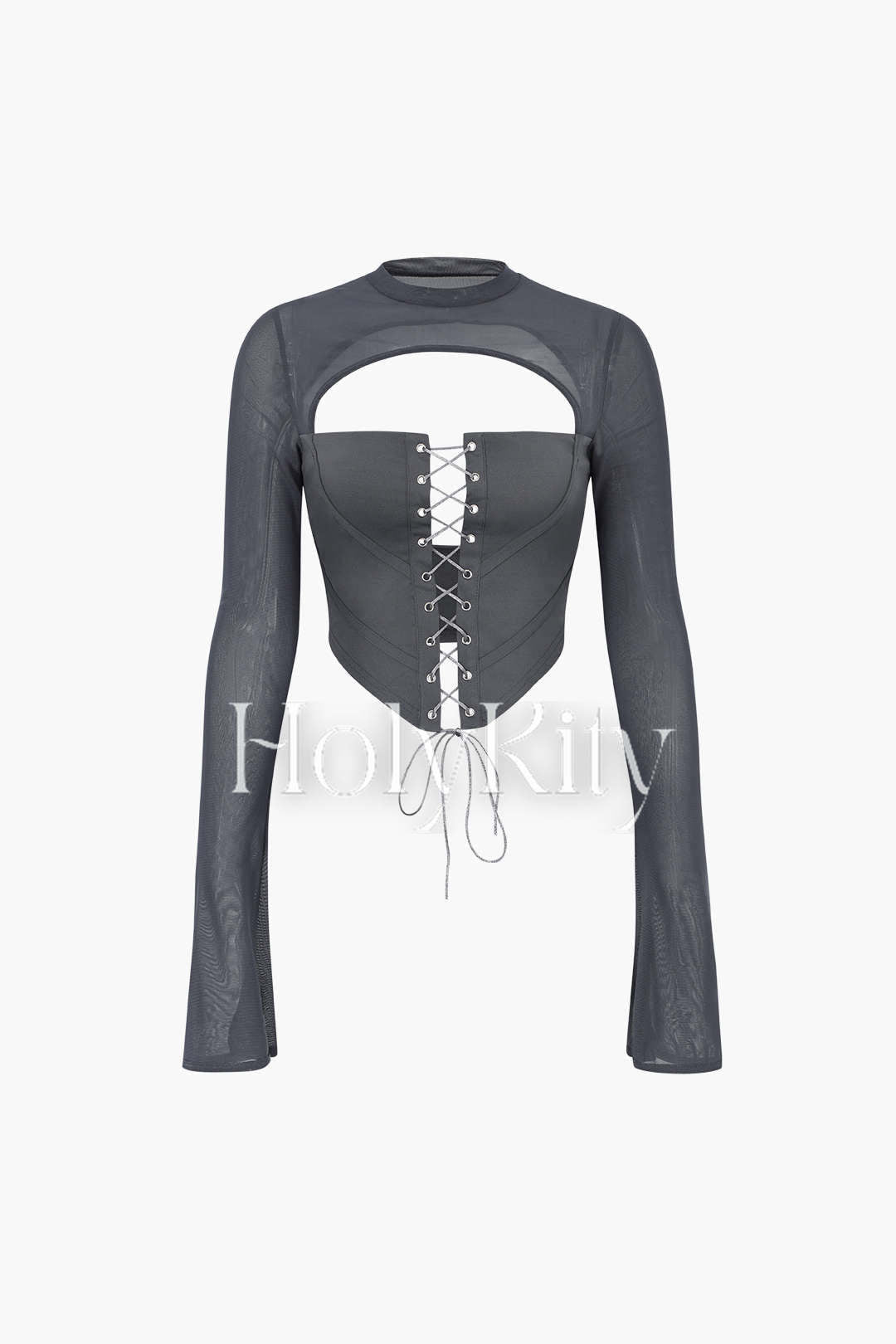 Haut corset à lacets et manches longues 