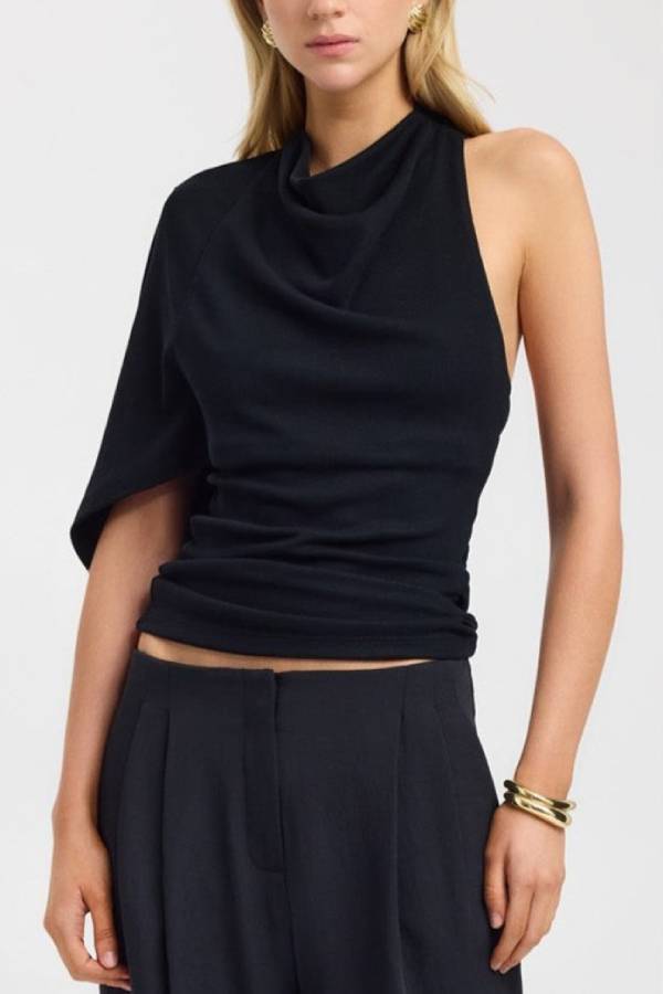 Asymmetric Draped One-Shoulder Top