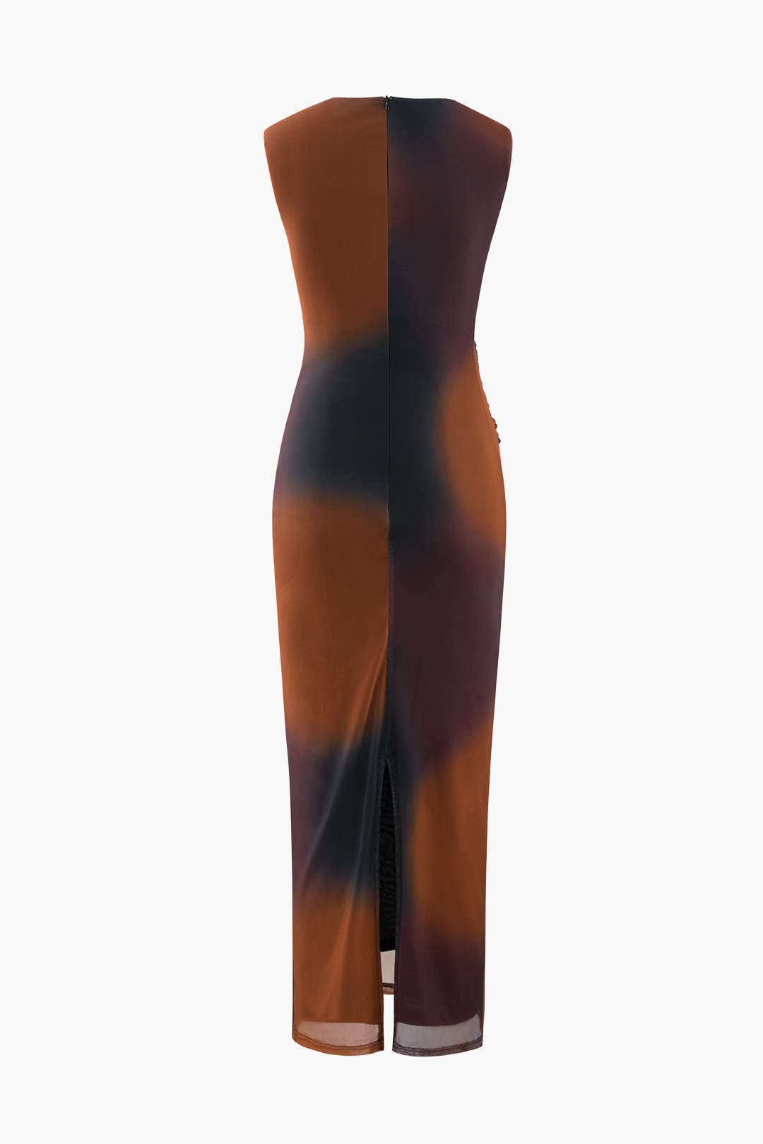 Robe longue fendue en maille tie-dye sans manches 