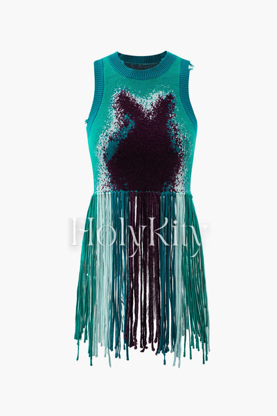 Fringe Hem Knit Tank Top