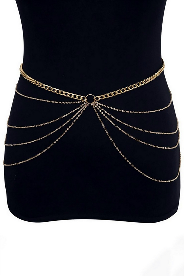 Metallic Layered Fashionable Waist Chain