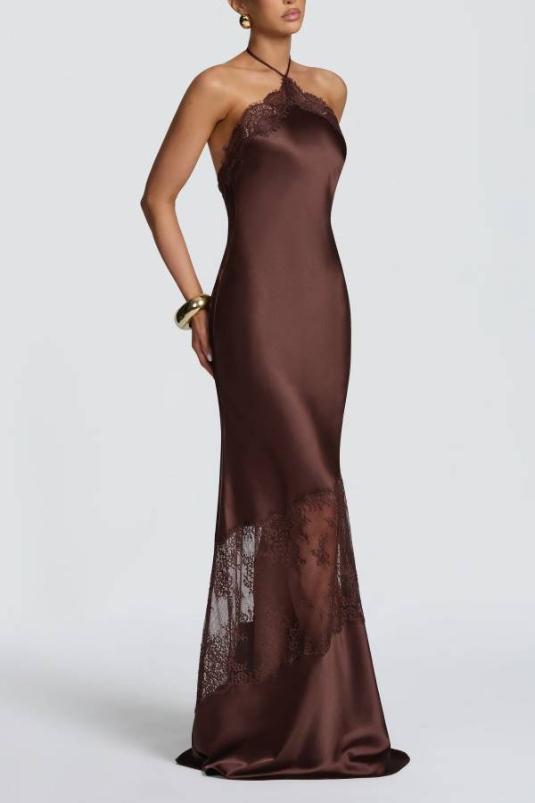 Agnetha Maxi Dress - Plum Brown