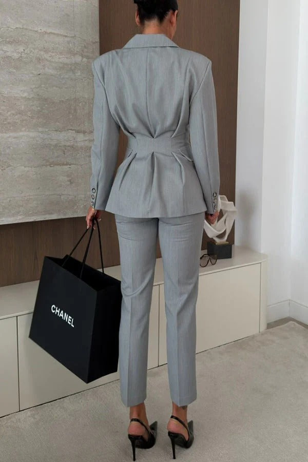 Business Elegance High Rise Straight-leg Cut Slight Taper Pocket Pants