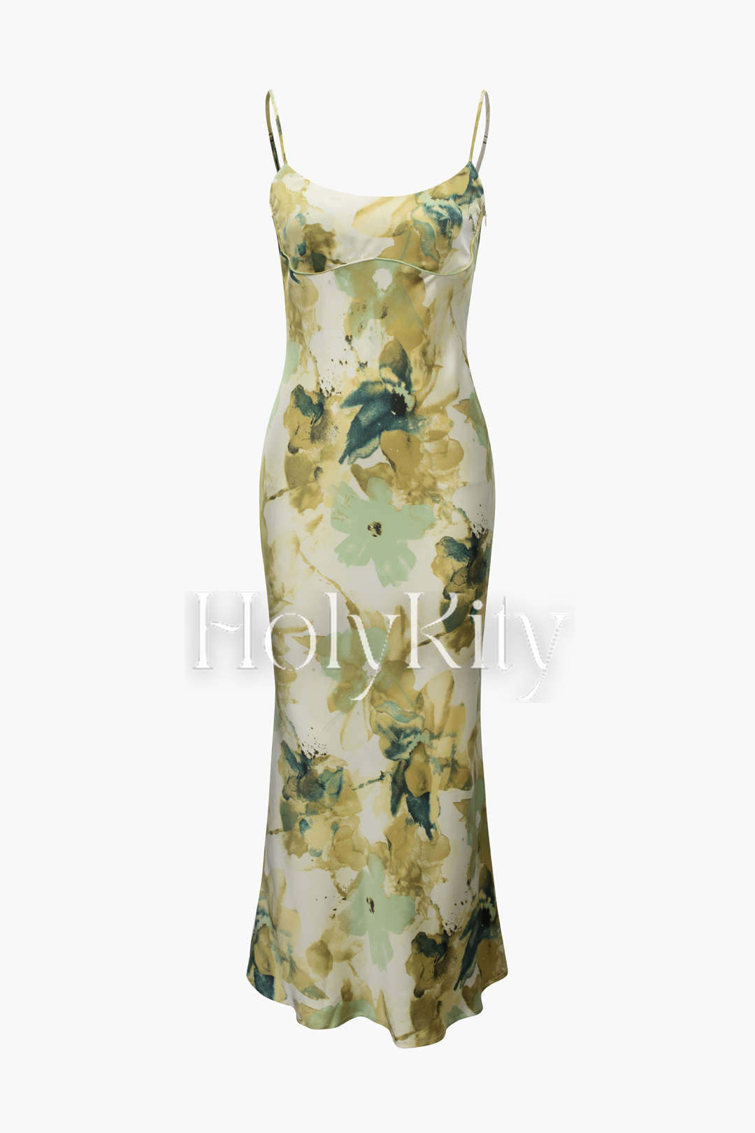 Figurbetontes Maxi-Slip-Kleid mit Blumenmuster 