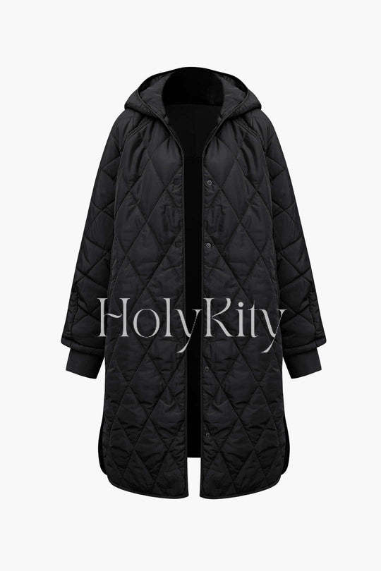 Veste à capuche matelassée en losanges 